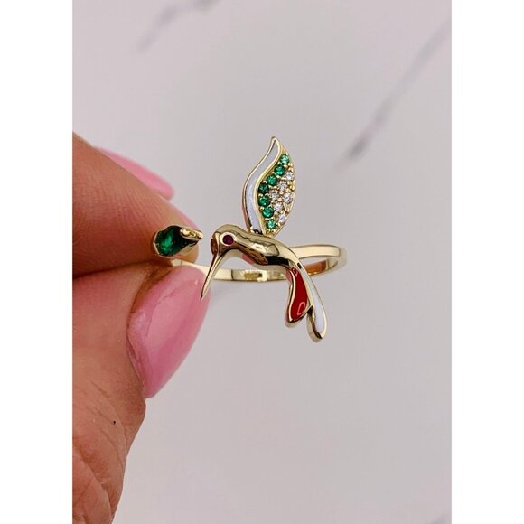 ❤️ 10k solid gold hummingbird ❤️ Size 7 or 8 - can be adjusted colibri - Picture 3 of 9
